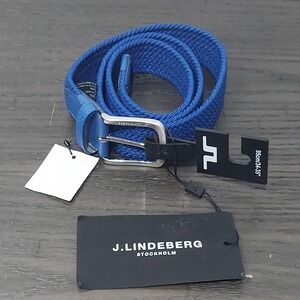 J Lindeberg Bernhard Elastic Belt Mens 34-35 Lapis Blue Woven Made‎ Italy